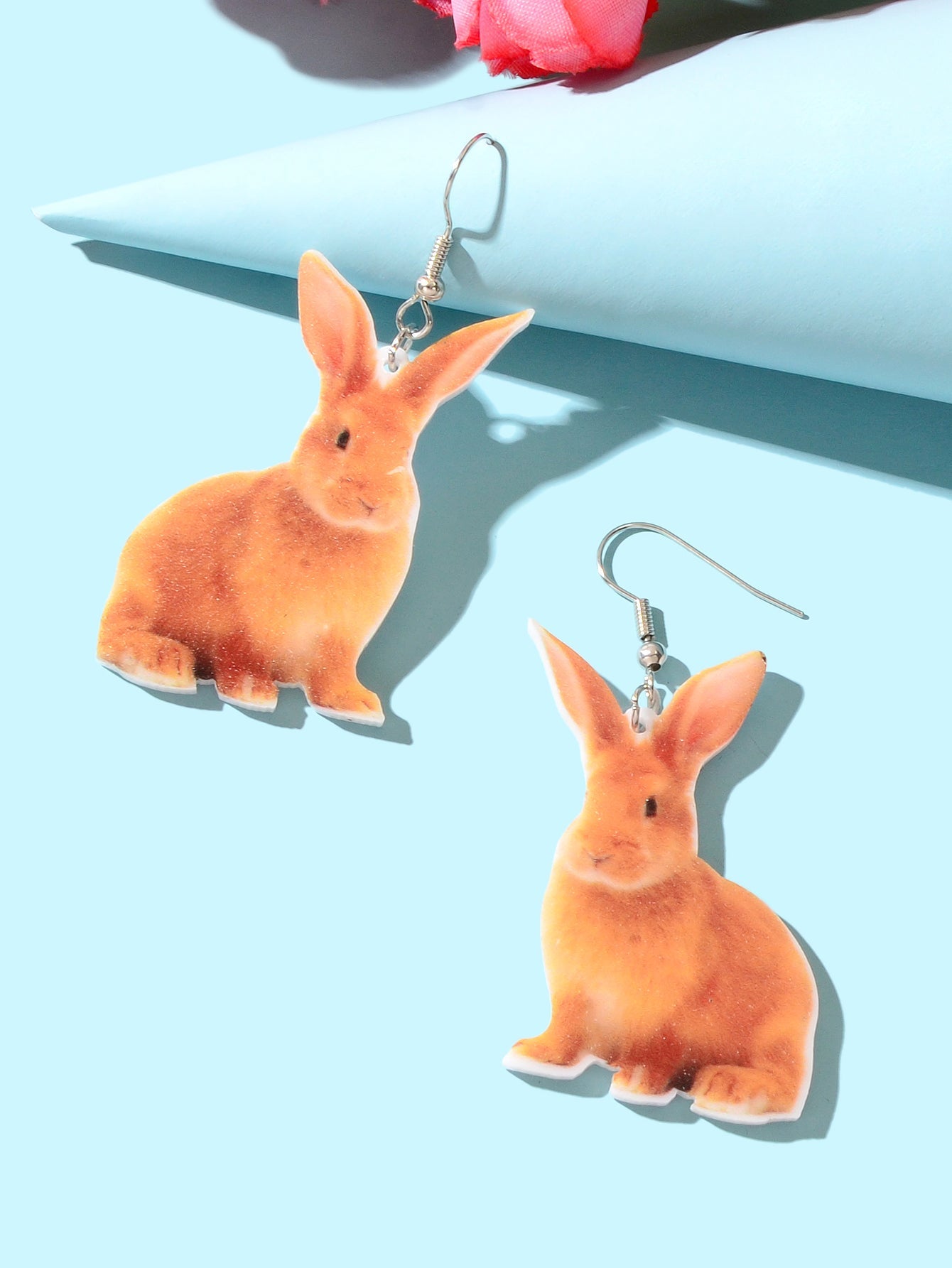 Acrylic Lifelike Rabbit Easter Bunny Dangling Earrings Lovely Animal Accessories-2