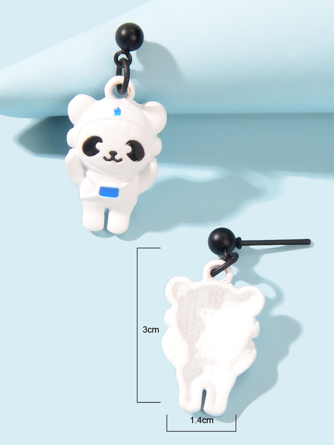 Creative Cartoon Space Series White Astronaut Bear Dangle Earrings Party Favors-3