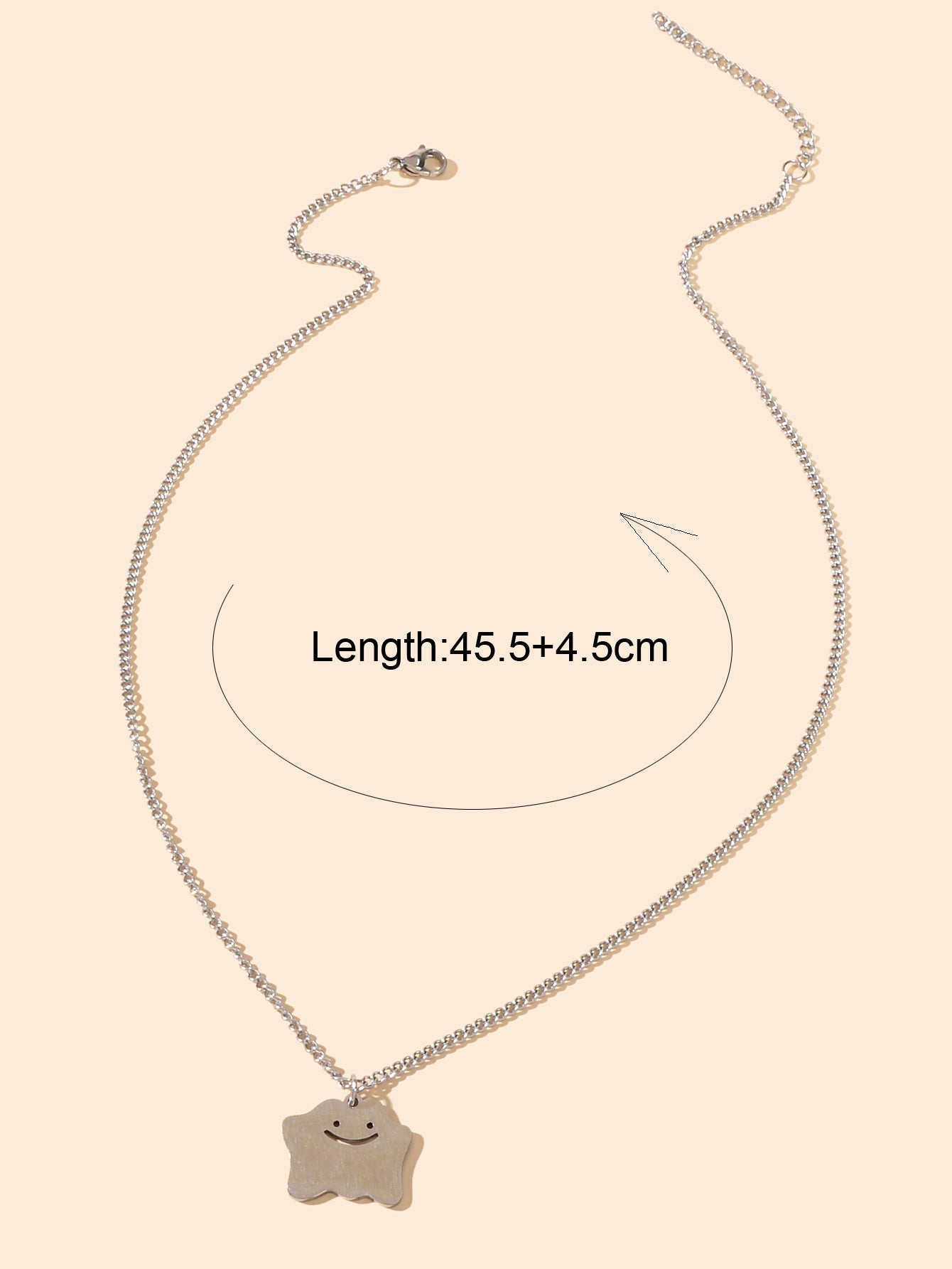Silver Chain Funny Cartoon Smile Pendant Necklace Personality Designer Jewellery-2