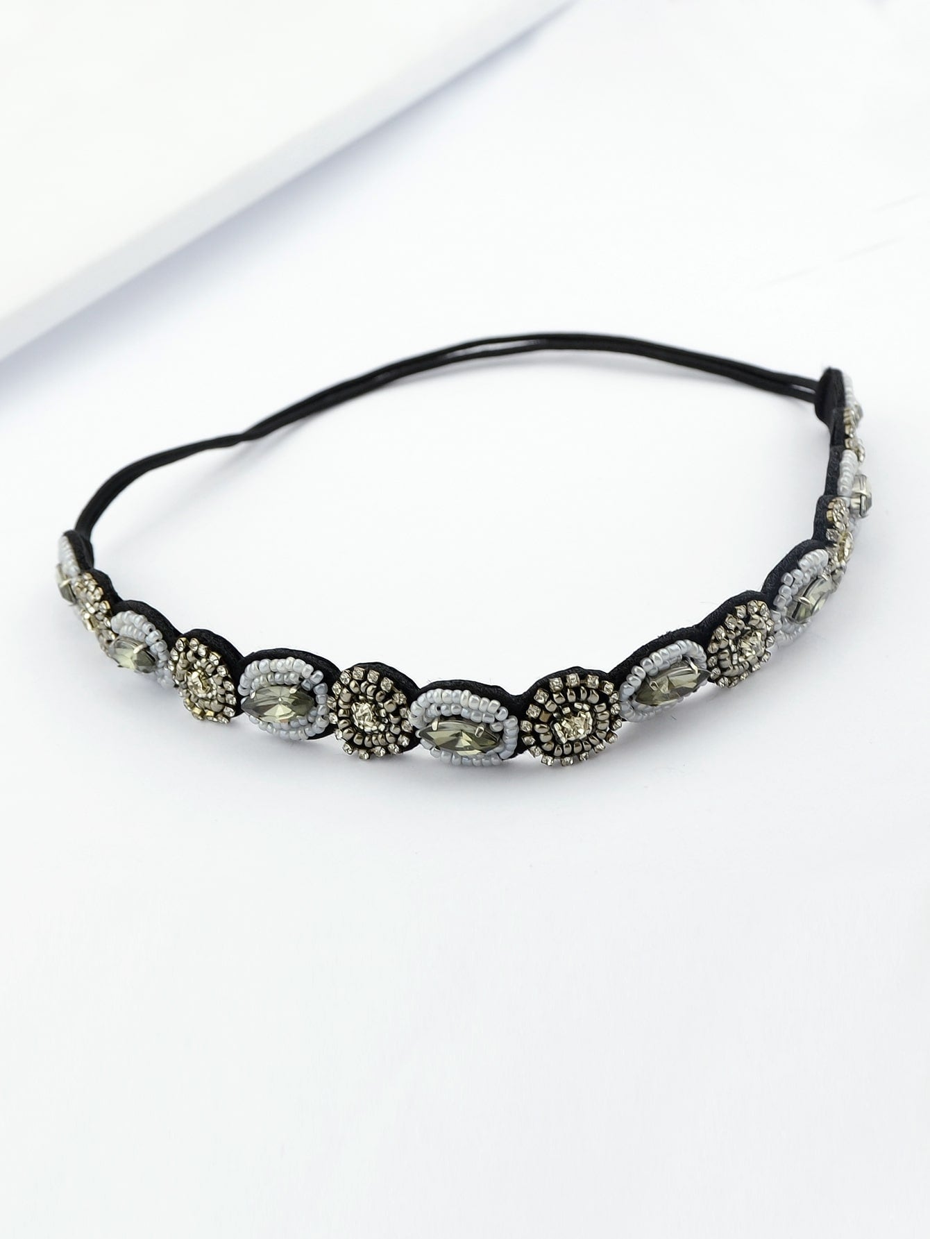 Handmade Braided Rhinestone Pearl Elastic Headbands Hair Bands Hair Accessories-1