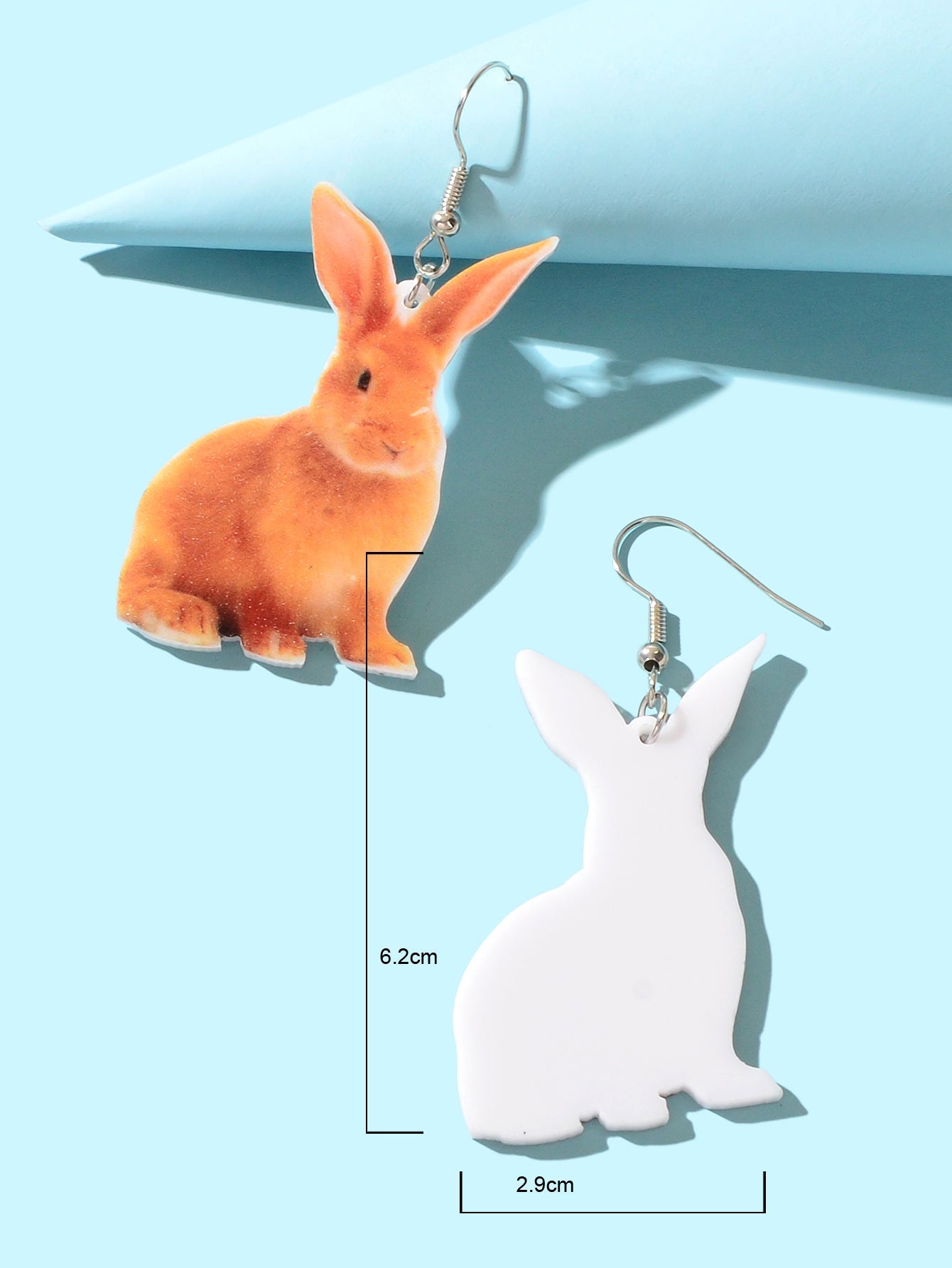 Acrylic Lifelike Rabbit Easter Bunny Dangling Earrings Lovely Animal Accessories-3